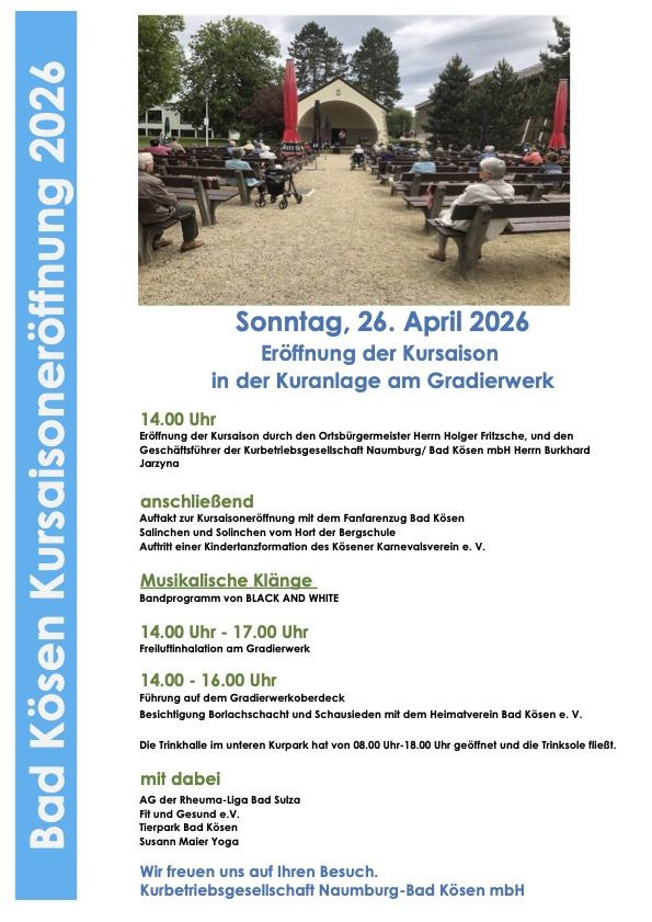 Eröffnung der Kursaison in Bad Kösen am 26. April 2026